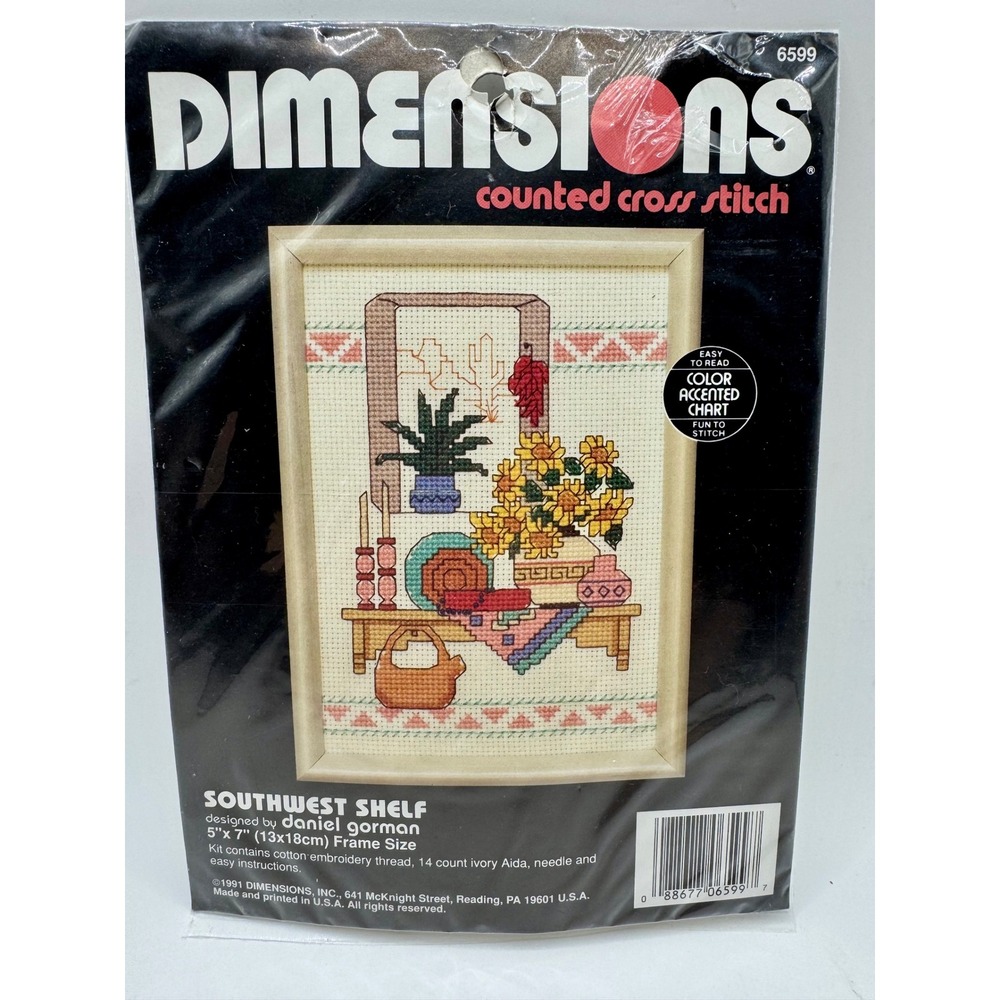 Dimensions Southwest Shelf Cross Stitch Kit 5x7 Multicolor Vintage 1991 6599